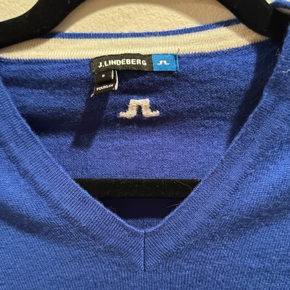 J Lindeberg Small Electric Blue Merino Wool V neck St - Picture 3 of 6